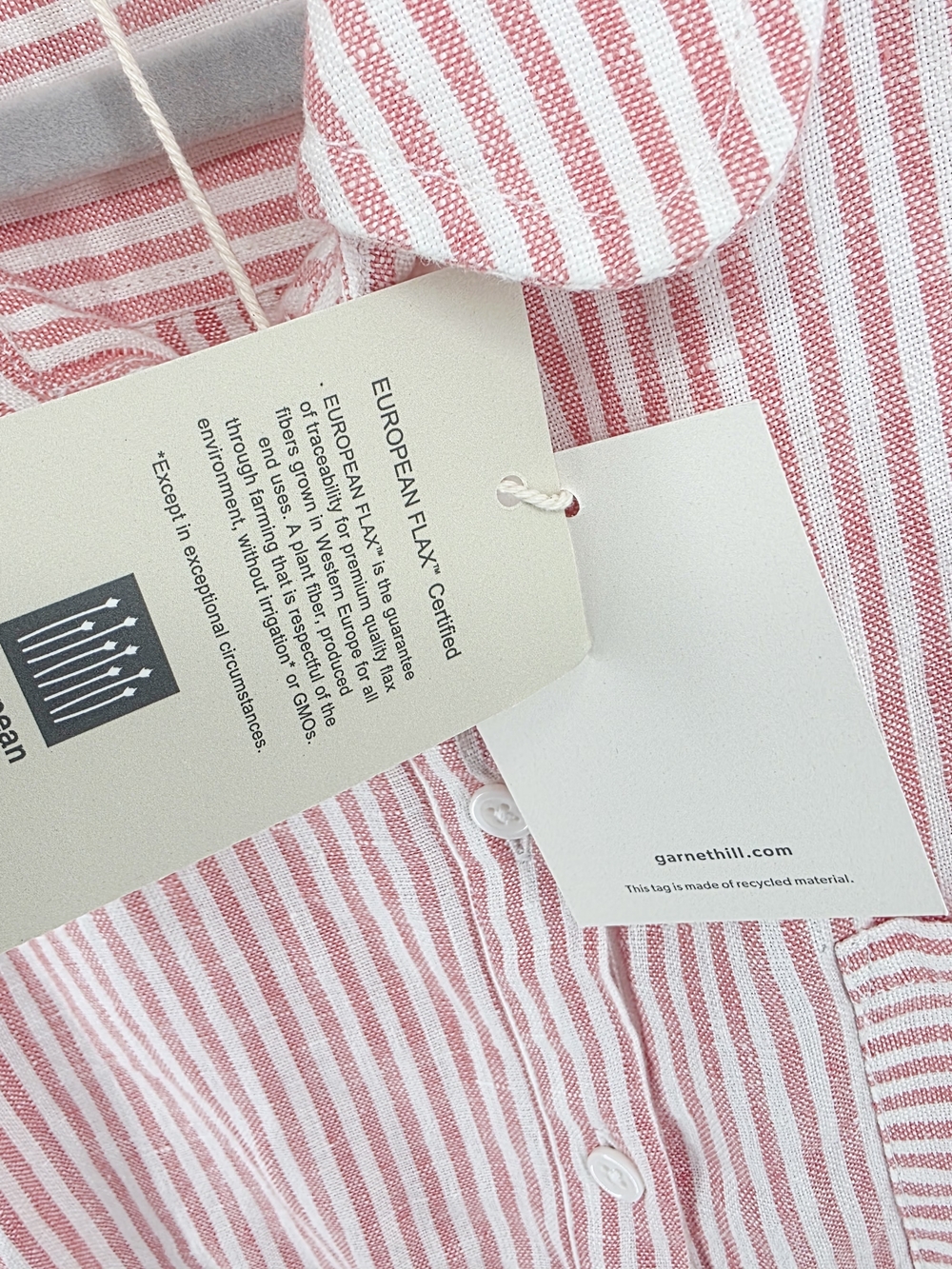 Garnet Hill Salmon Pink and White Striped 100% Linen Dress NWT Boho Minimalist - Picture 8 of 12